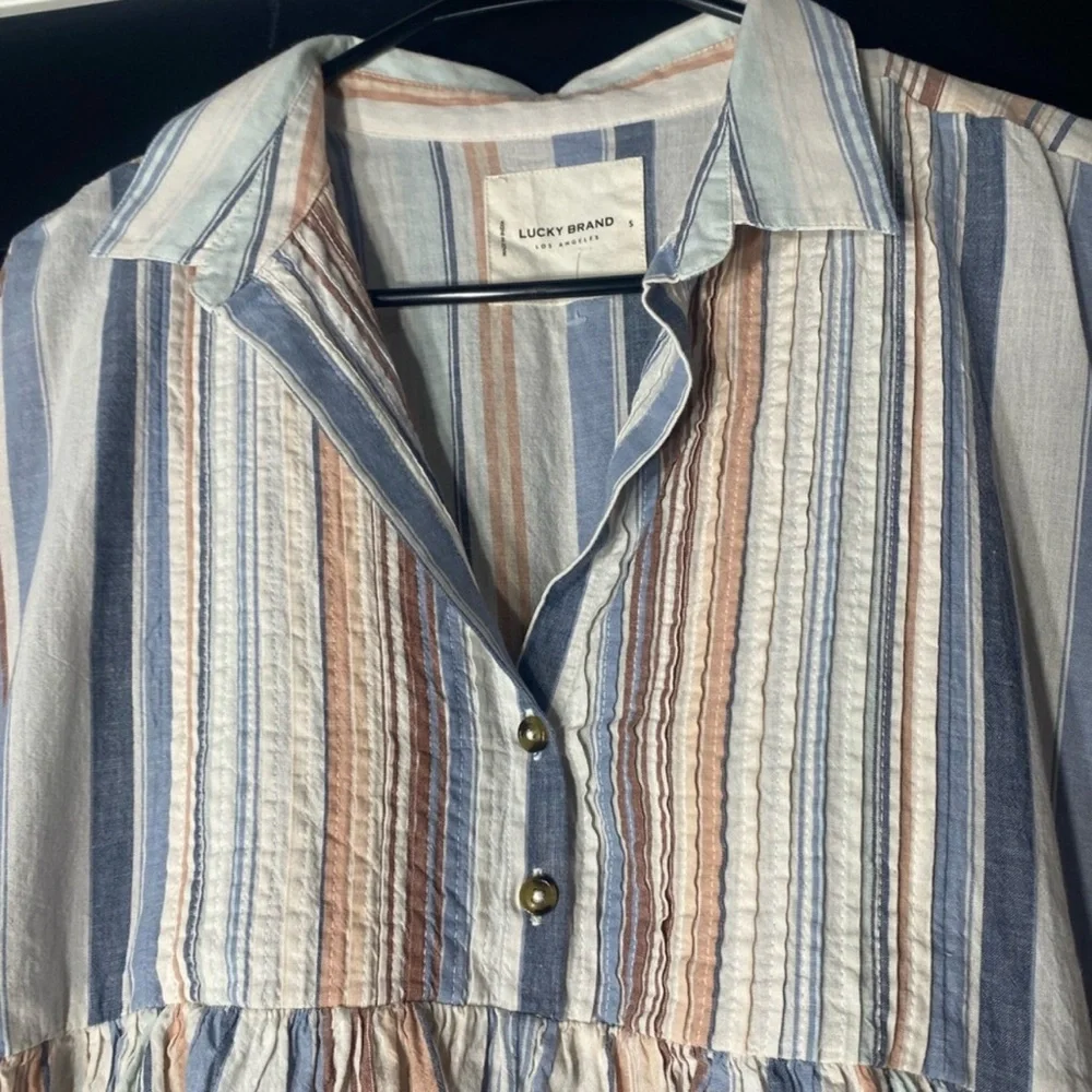 4/$15 Lucky Brand Multicolor Striped Blouse - Picture 2 of 4
